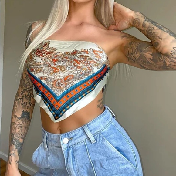 Fashion Nova Never Enough Of You Top - Champagne Silk Scarf Top Size S/M - Picture 4 of 9